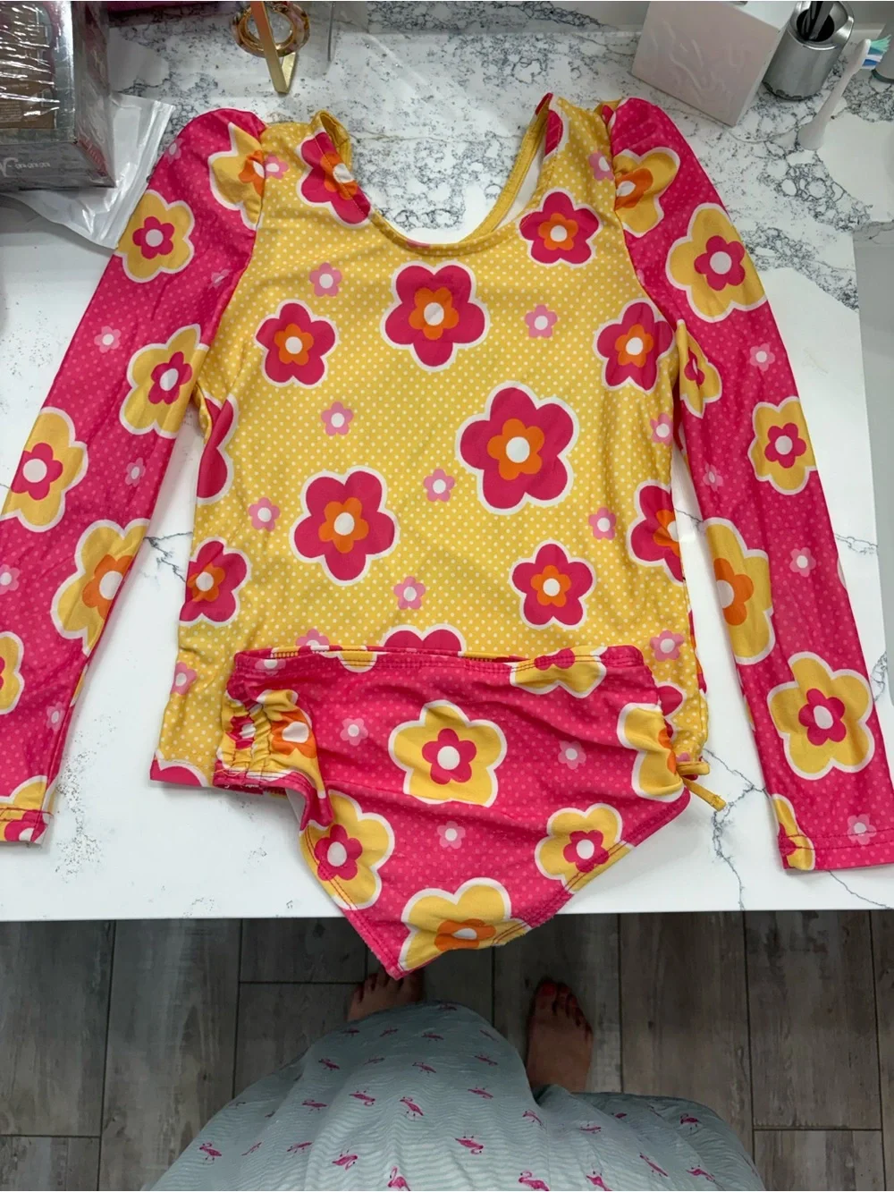 Disney Minnie Mouse Pink and Yellow Floral Long Sleeve Two Piece